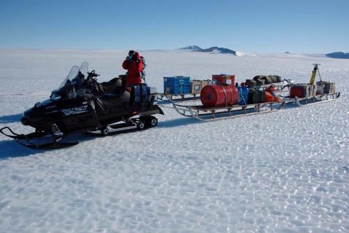 Taking a tea break on the blue ice