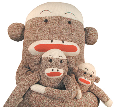 Family of sock monkeys