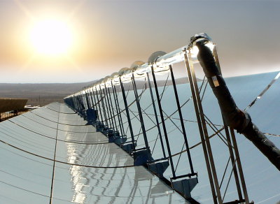 Solar thermal electricity producing trough